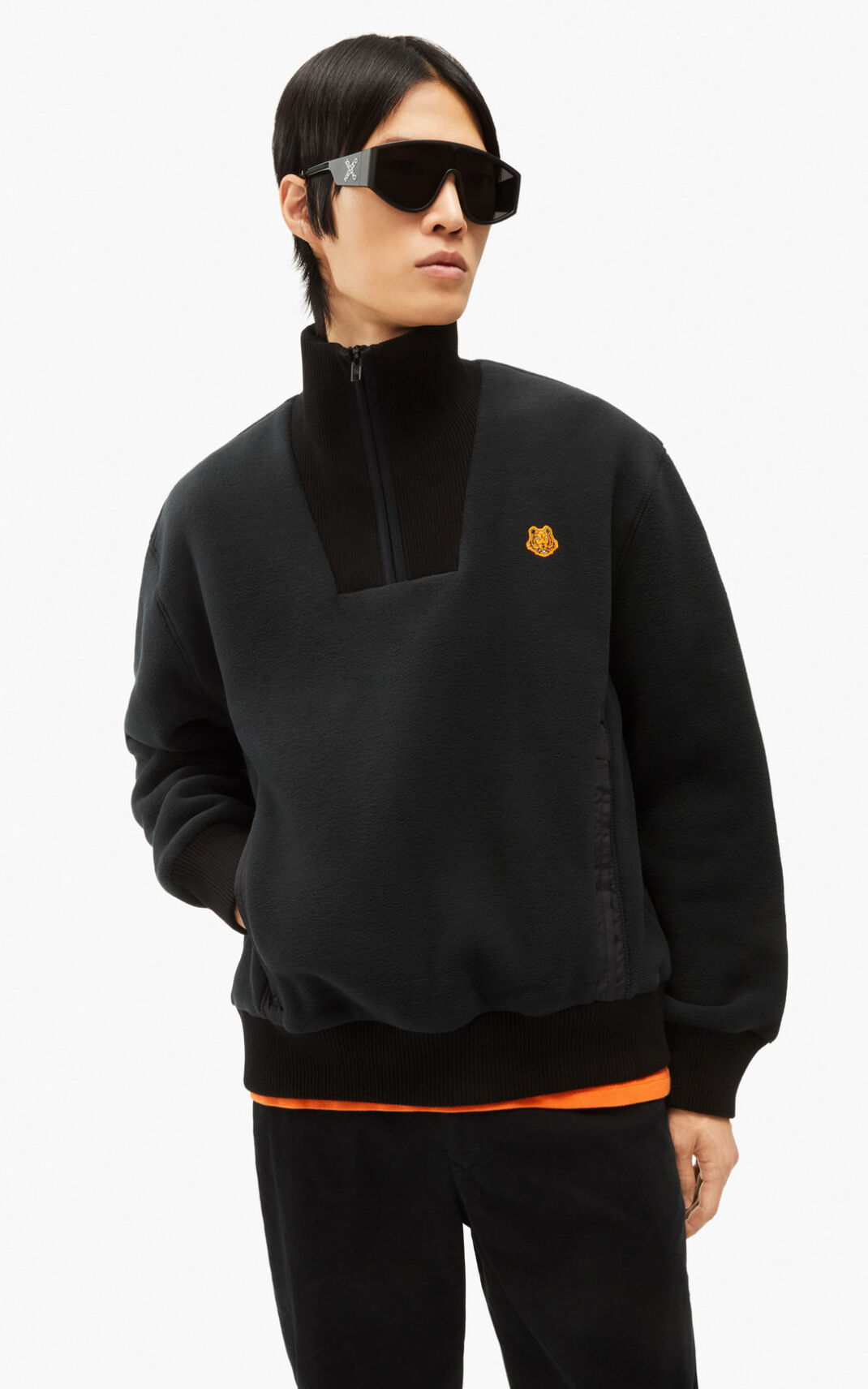 Kenzo Tiger Crest fleece Sudadera Hombre Negras | 7590814-TZ